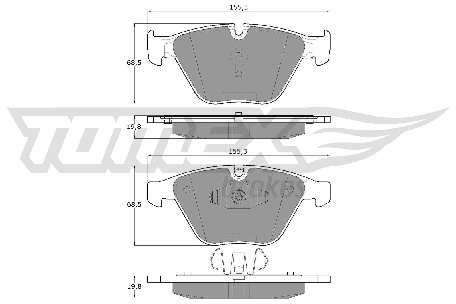 Sada brzdových destiček, kotoučová brzda TOMEX Brakes